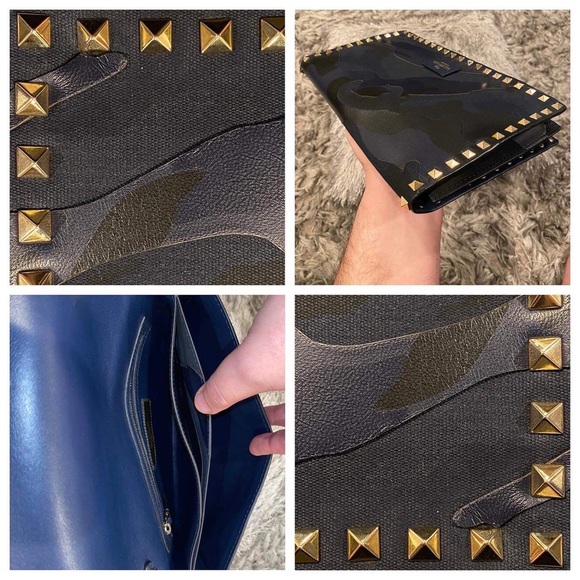 Valentino Rockstud Navy/Camo Clutch - Picture 10 of 12